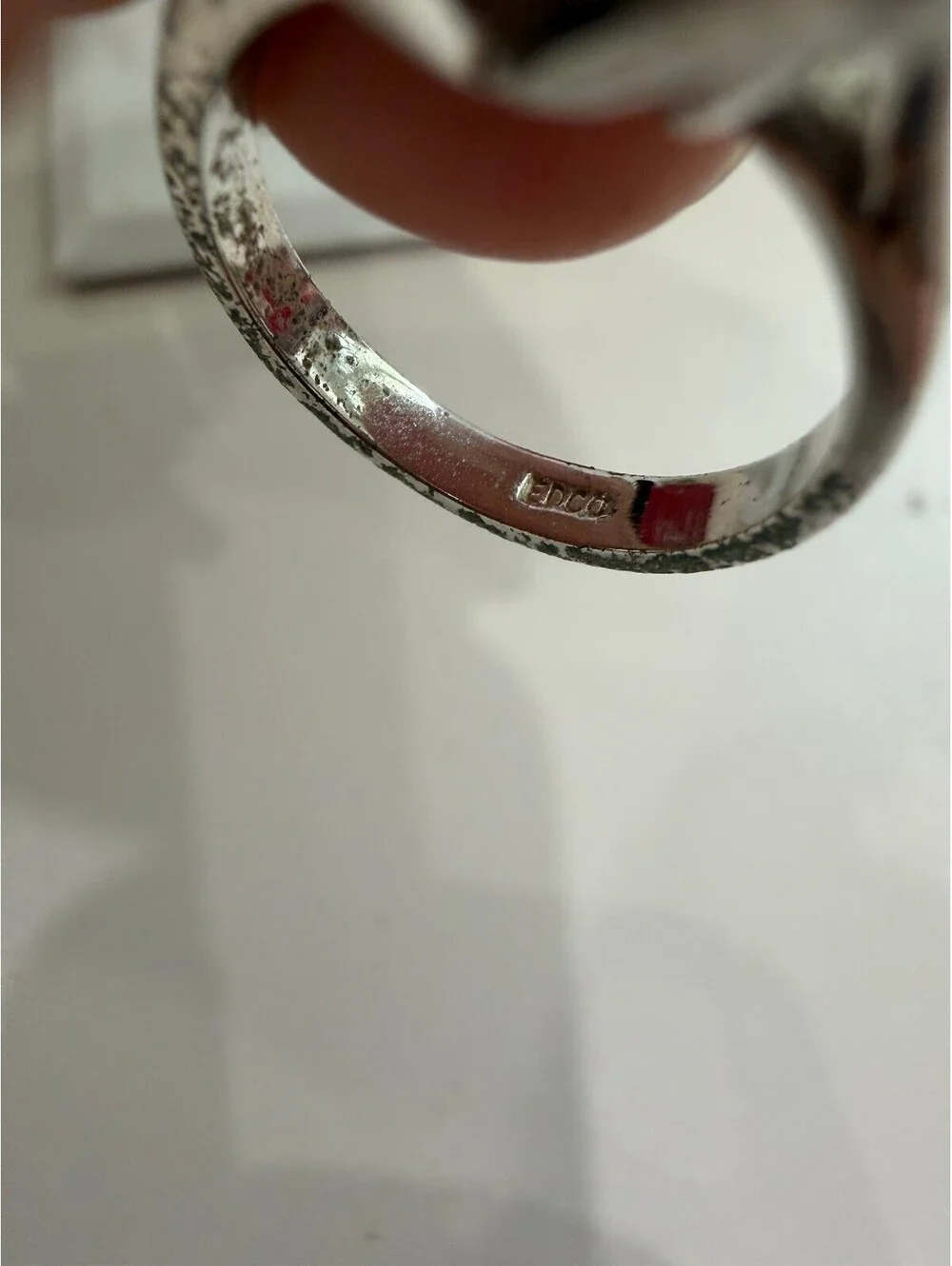 Silver Tone Ring with Large Clear Oval Gemstone Size 5.75 EDCO